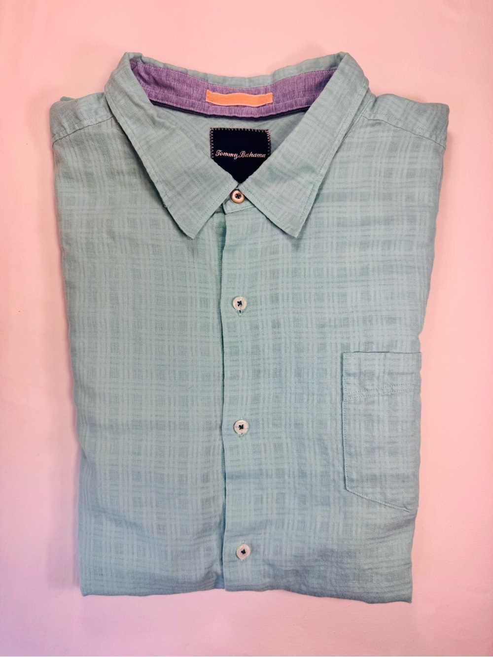 Tommy Bahama Men's Teal Casual Linen Button-Down Shirt